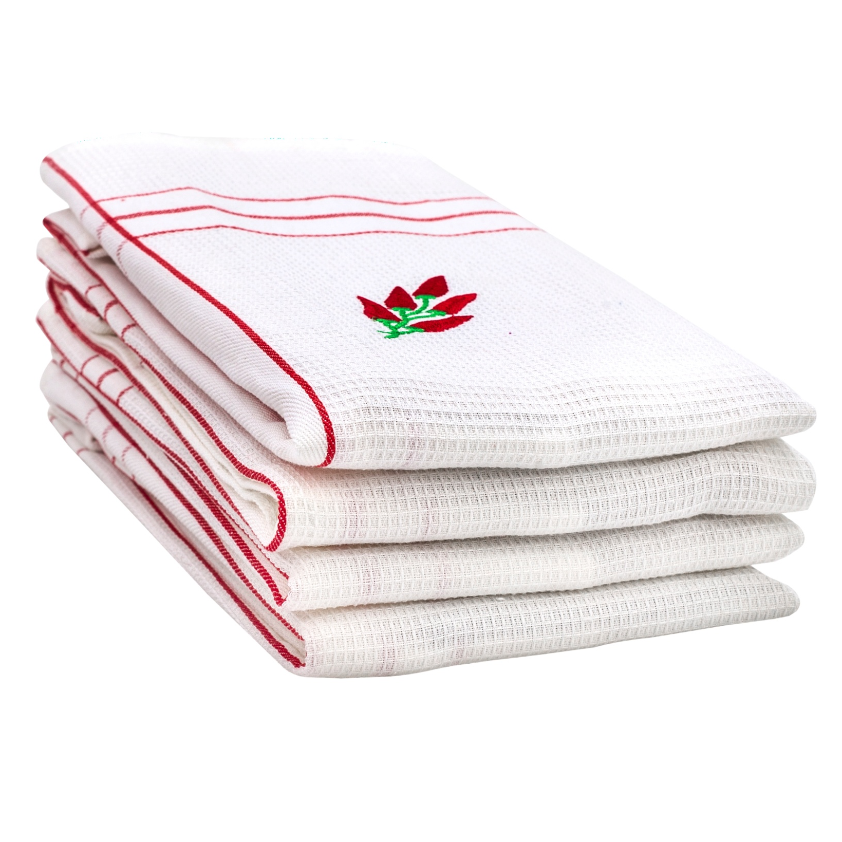 Christmas Kitchen Towels 100% Cotton Dish Towel Set of 4 Red Striped Tea  Towels