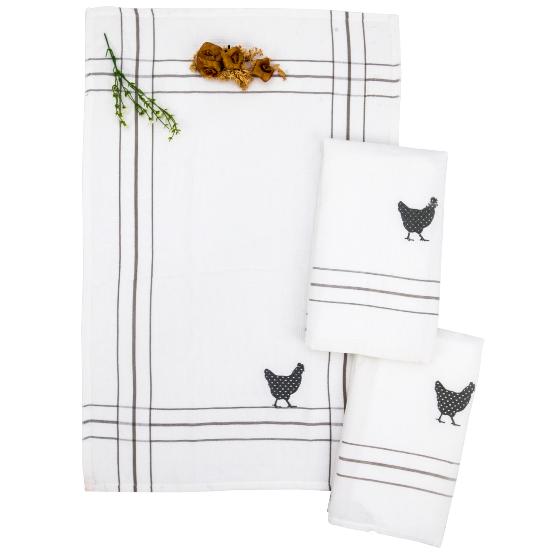 Set of 4 Roosters Kitchen Towels